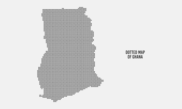 Silhouette de carte du Ghana avec un style simple en pointillé noir