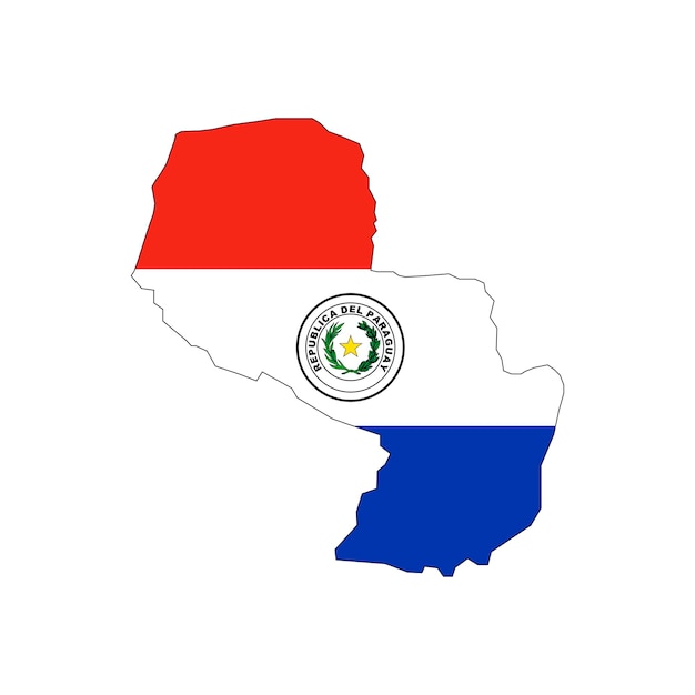 Silhouette de carte du Paraguay avec le drapeau sur le fond blanc