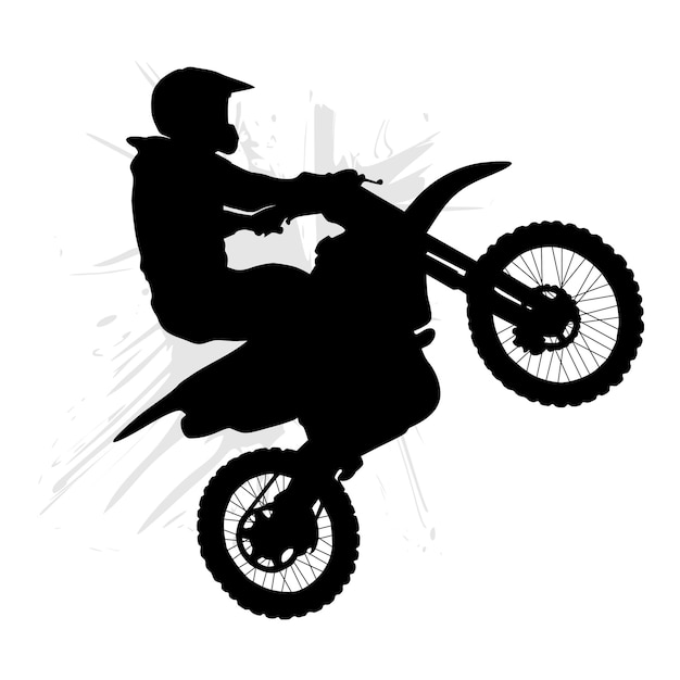 Vecteur silhouette d'un cavalier de motocross sautant en l'air illustration vectorielle