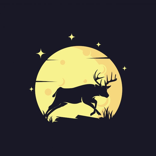 Silhouette De Cerf Contre La Lune