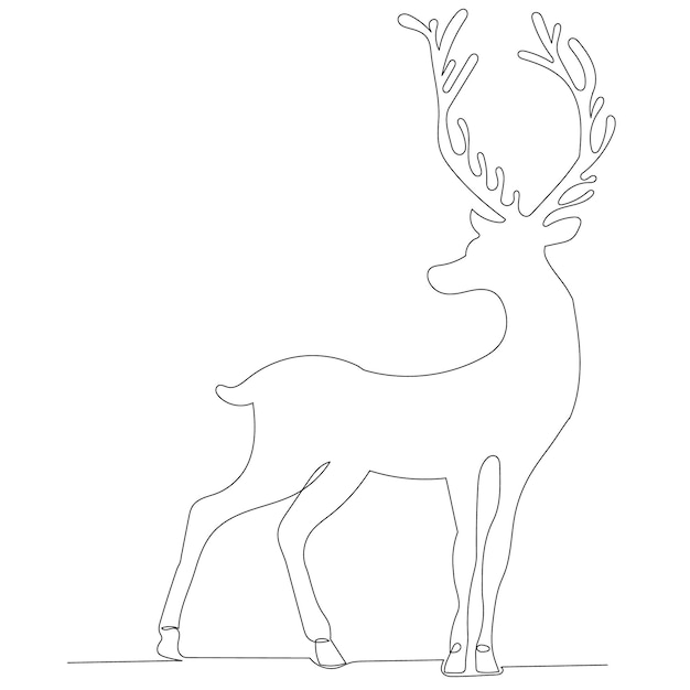 Silhouette de cerf dessin par une ligne continue isolée