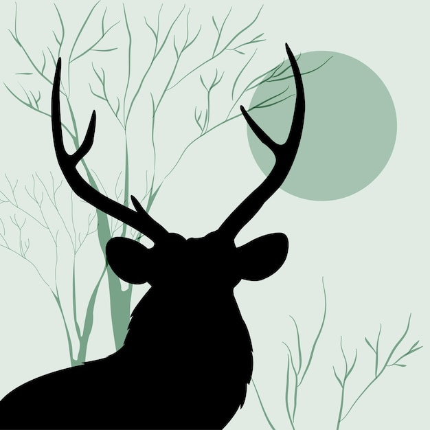 Vecteur silhouette de cerf à l'état sauvage