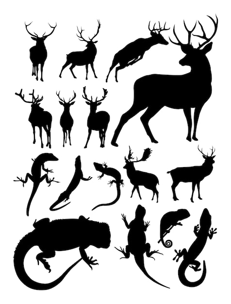 Silhouette De Cerf Et Lézard