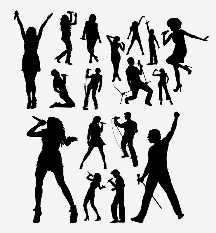Silhouette de chanteur masculin et féminin