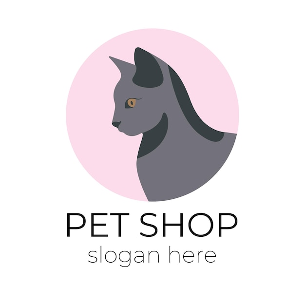 Silhouette De Chat Britannique Scottish Pet Shop Logo Logo De Chat Chat Gris Isolé Sur Blanc Animalerie De Logo De Chat