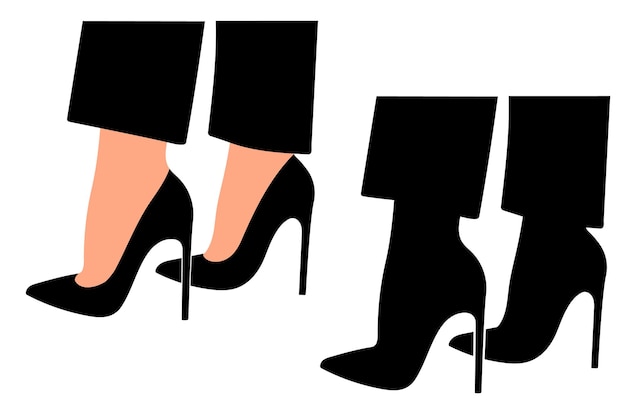 Vecteur silhouette de chaussures à talons hauts sur les jambes des femmes modèle de chaussures pour femmes accessoire élégant