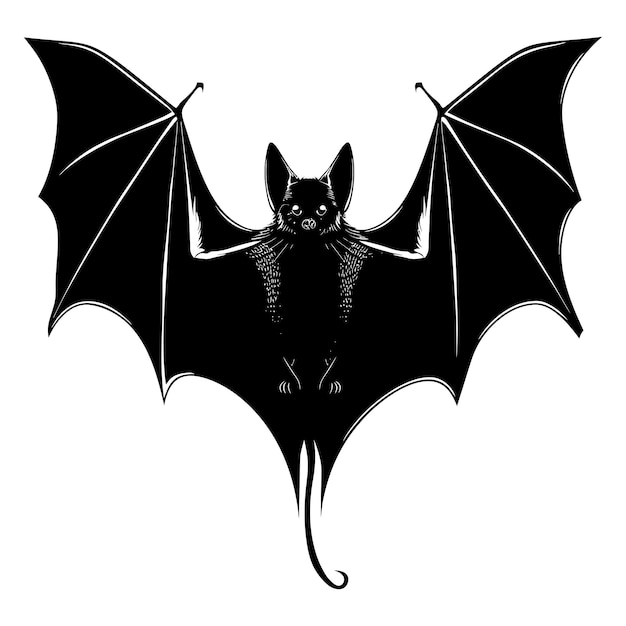 Vecteur silhouette de chauve-souris animal couleur noire seul corps entier