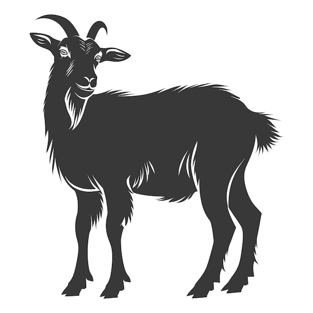 Vecteur silhouette chèvre animal couleur noire seul corps entier