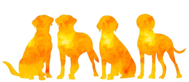 Vecteur silhouette de chien aquarelle sur fond blanc vecteur isolé