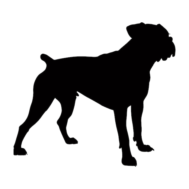 Silhouette de chien Boxer isolé sur fond blanc Illustration vectorielle