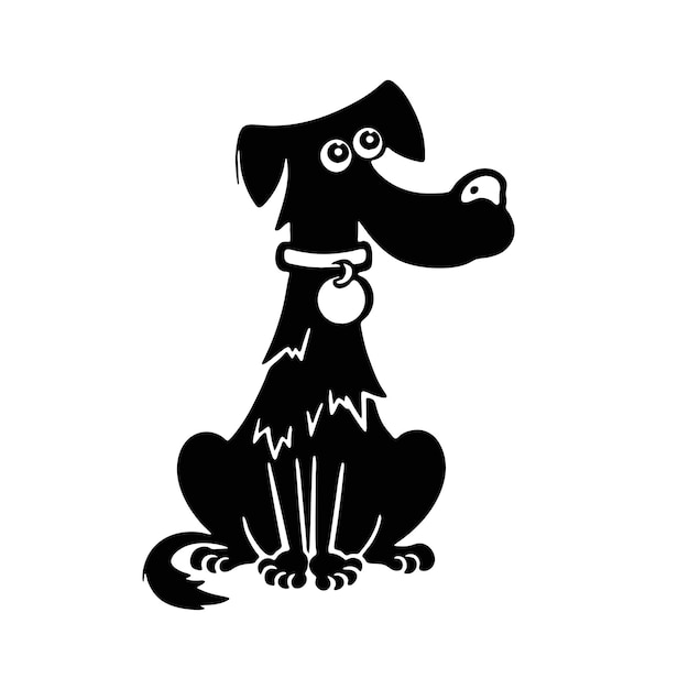 Silhouette D'un Chien Drôle D'animal Comique Illustration Vectorielle