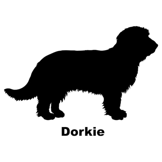 Vecteur silhouette de chien vecteur de monogramme du logo des races de chiens dorkie
