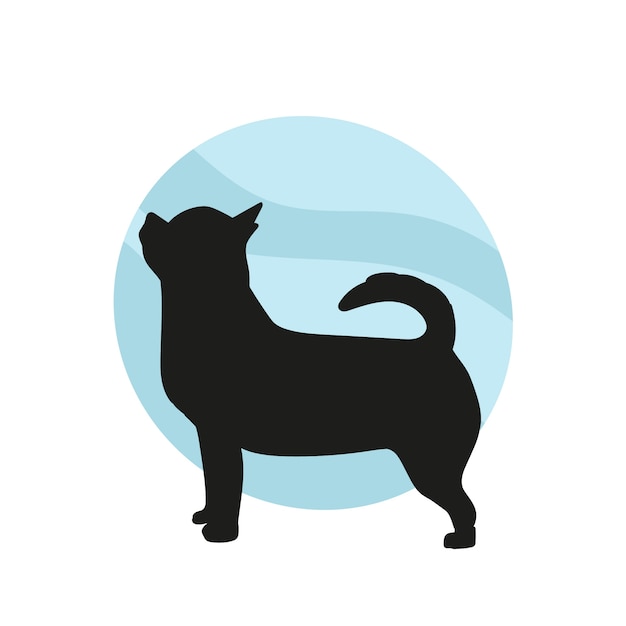 Silhouette de chihuahua design plat