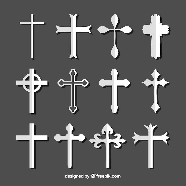 Vecteur silhouette chrétienne cross collection