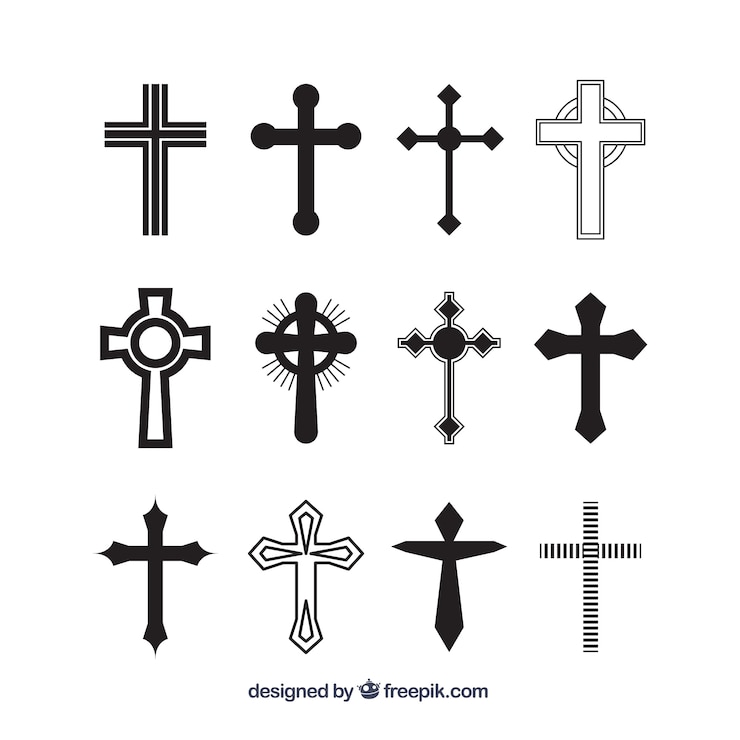 Vecteur silhouette chrétienne cross collection