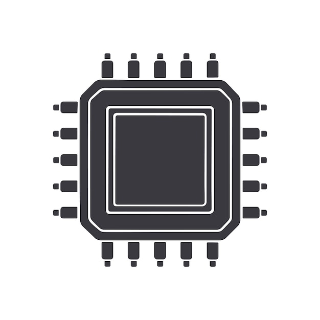 Silhouette de circuit intégré électronique vue de dessus Vector illustration