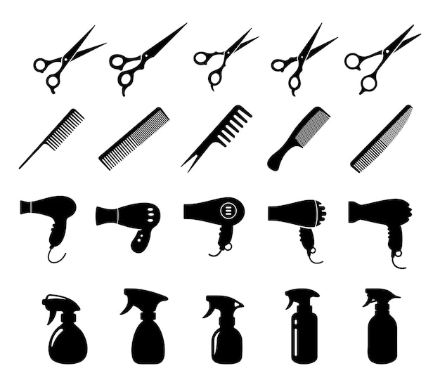 Vecteur silhouette de ciseaux de coiffeur pour salon de beauté