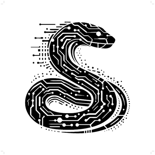 Vecteur silhouette de cobra serpent dans une illustration futuriste moderne de cyberpunk animal