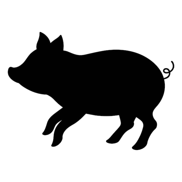 Vecteur silhouette d'un cochon sur blanc