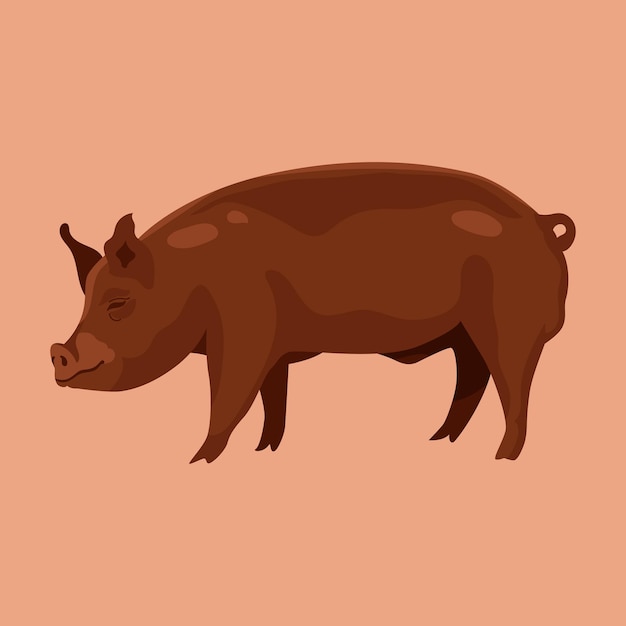 Vecteur silhouette de cochon stylisée dessinée à la main