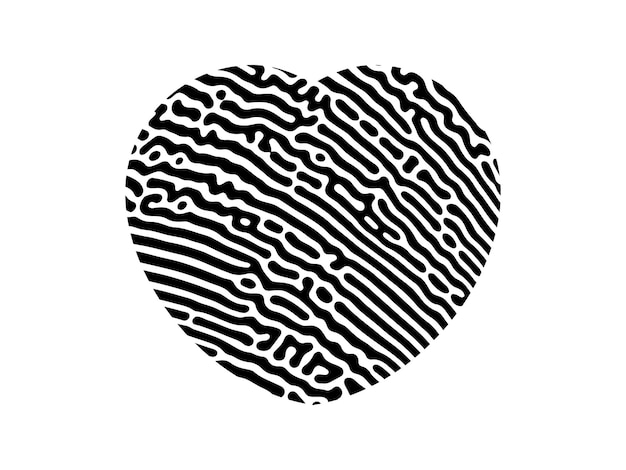 Vecteur silhouette de coeur d'empreintes digitales