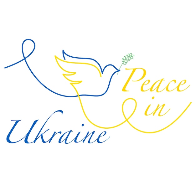 Silhouette De Colombe Blanche Lineart Pour L'ukraine