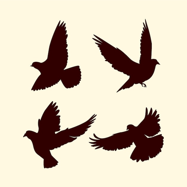 Vecteur silhouette de colombe volante dessinée à la main