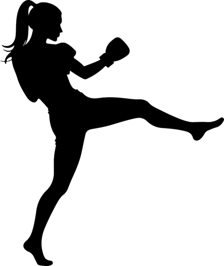 Vecteur silhouette de combattante de kung-fu isolée sur fond blanc 11