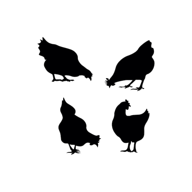 Silhouette De Coq Sur Vecteur Premium