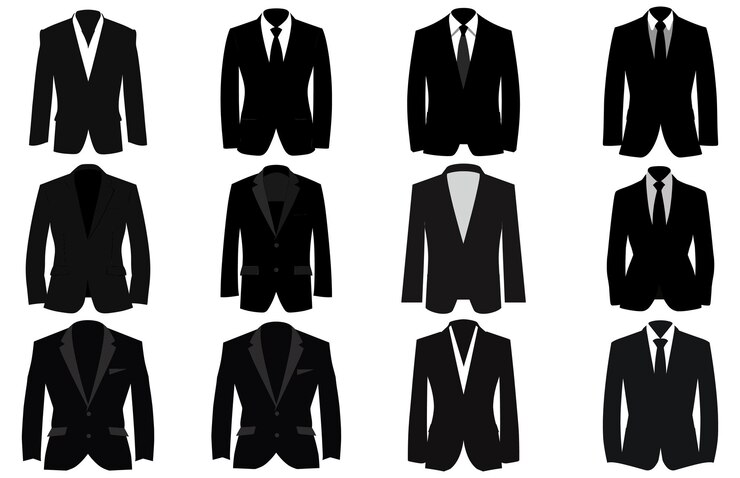 Vecteur silhouette de costume blazer ou veste d'homme symbole de silhouette simple sur le fond