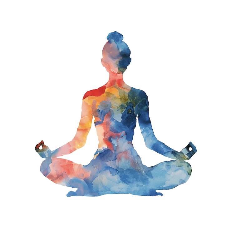 Vecteur silhouette de couleur abstraite de l'illustration vectorielle du yoga dans le style aquarelle