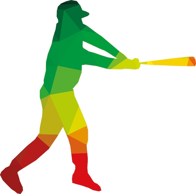 Vecteur silhouette couleur d'un joueur de baseball, isolé sur fond blanc