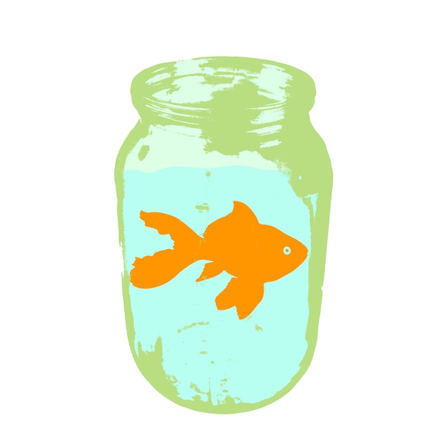 Vecteur silhouette couleur de poissons d'aquarium dans un bocal avec de l'eau sur fond blanc