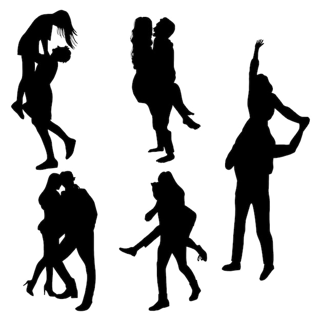 Vecteur silhouette de couple dessiné à la main