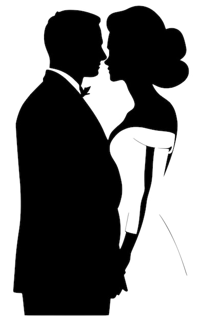 Silhouette de couple de jour de mariage