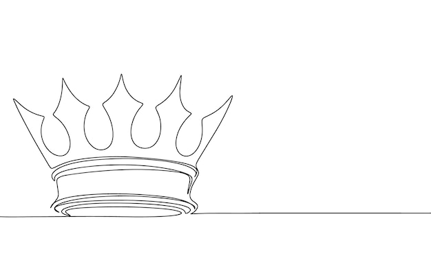 Vecteur silhouette de la couronne illustration vectorielle continue d'une ligne contour d'art de ligne dessiné à la main banne royale
