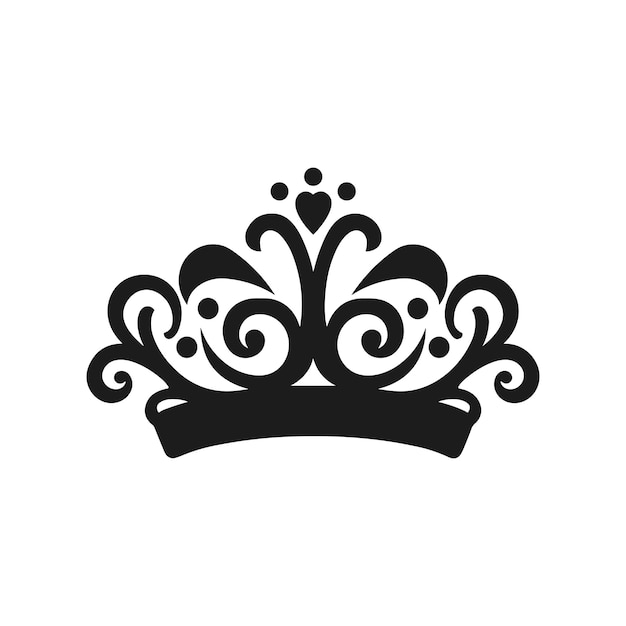 Vecteur la silhouette de la couronne de la princesse à fond blanc