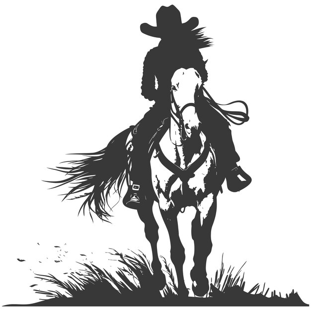 Vecteur silhouette de cow-girl à cheval seule couleur noire seulement