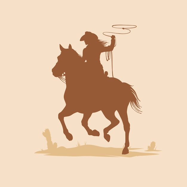Silhouette de cow-girl dessinée à la main