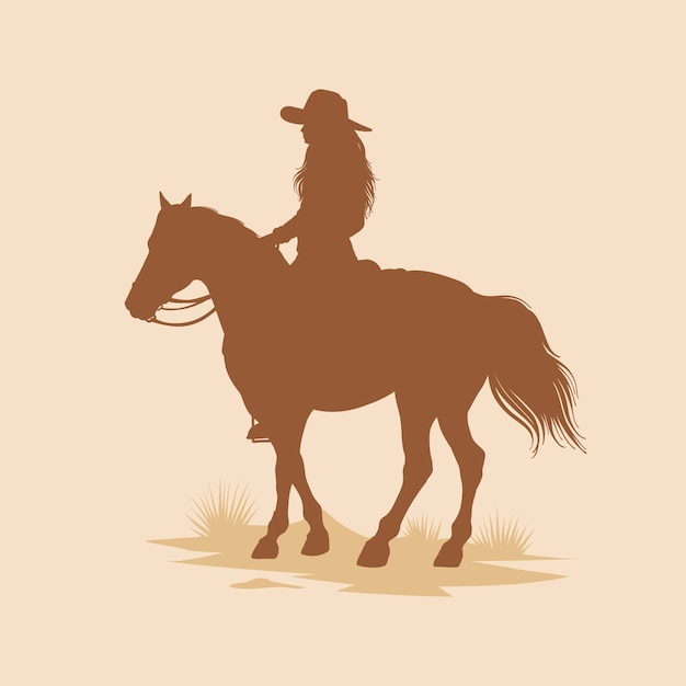 Vecteur silhouette de cow-girl dessinée à la main