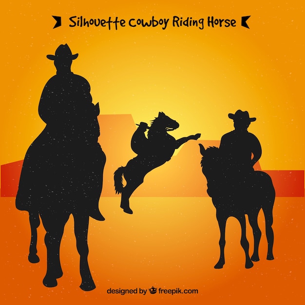 Vecteur silhouette de cowboys à cheval