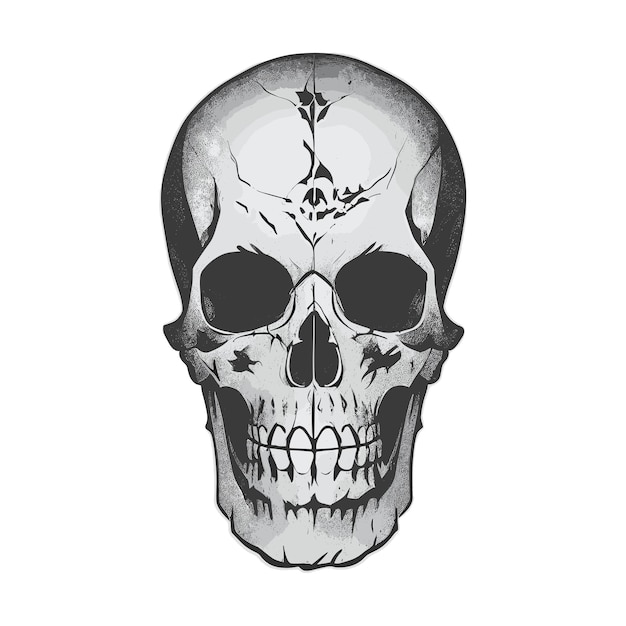 Silhouette de crâne d'Halloween dessiné main humaine vecteur libre