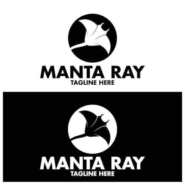 Silhouette De Création De Logo Tropical Black Manta Ray Fish Sea Life