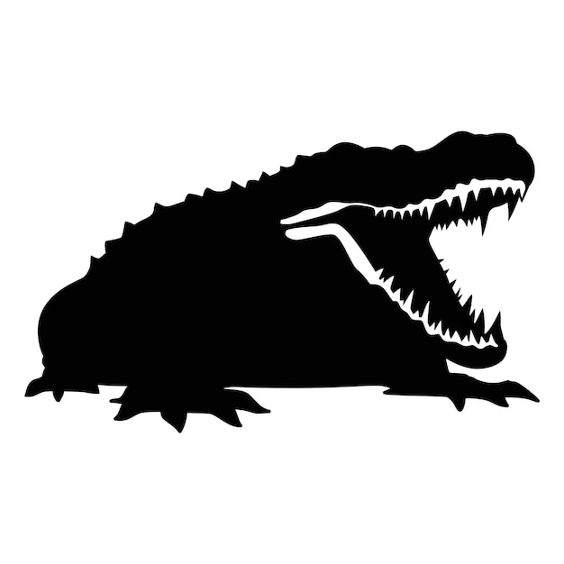 Silhouette De Crocodile Animal Isolé De Silhouette De Crocodile D'amérique Du Nord Illustration Vectorielle