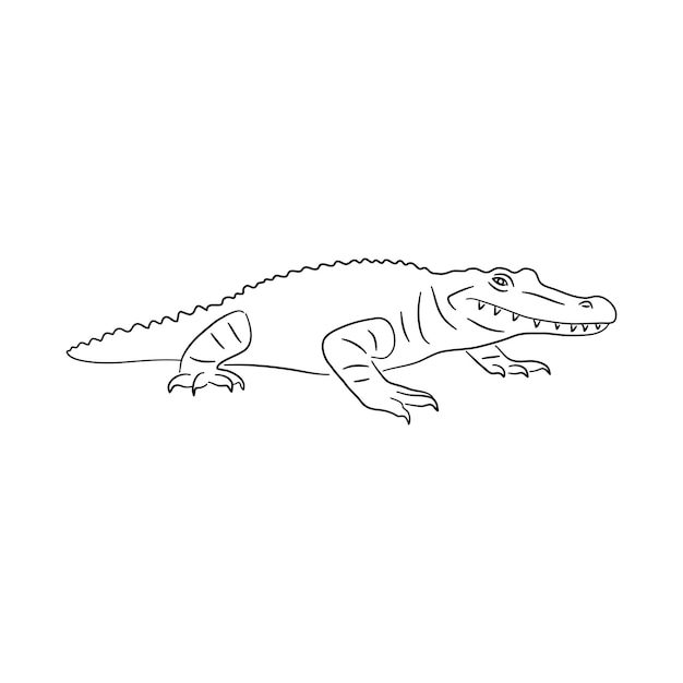 Vecteur silhouette d'un crocodile fait dans le style de croquis illustration vectorielle