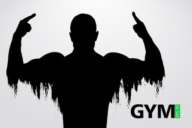 Silhouette D'un Culturiste. Gym