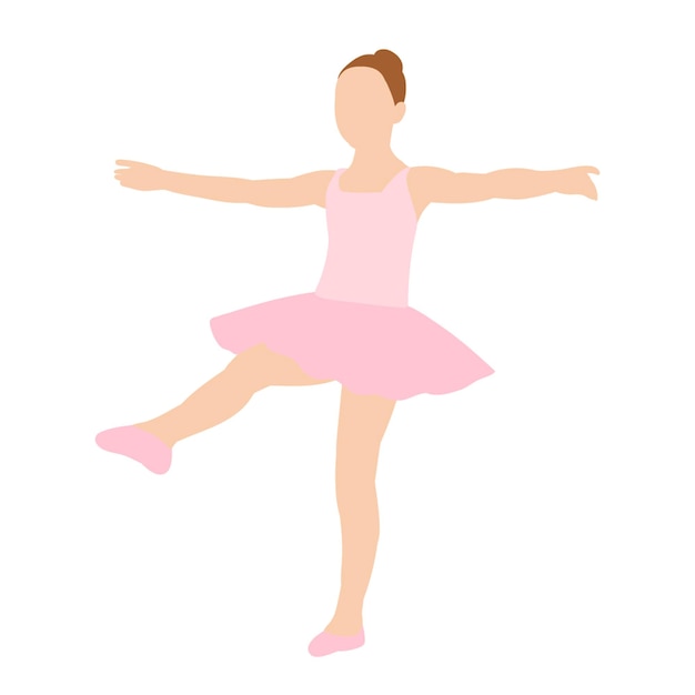 Vecteur silhouette danse ballerine fille dans un style plat