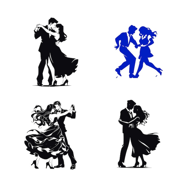 Silhouette De Danse Ou Icône De Danse Dessinée à La Main Par Vecteur