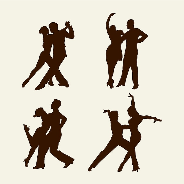 Silhouette de danse de salon dessinée à la main