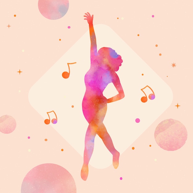 Vecteur silhouette de danseuse colorée à l'aquarelle